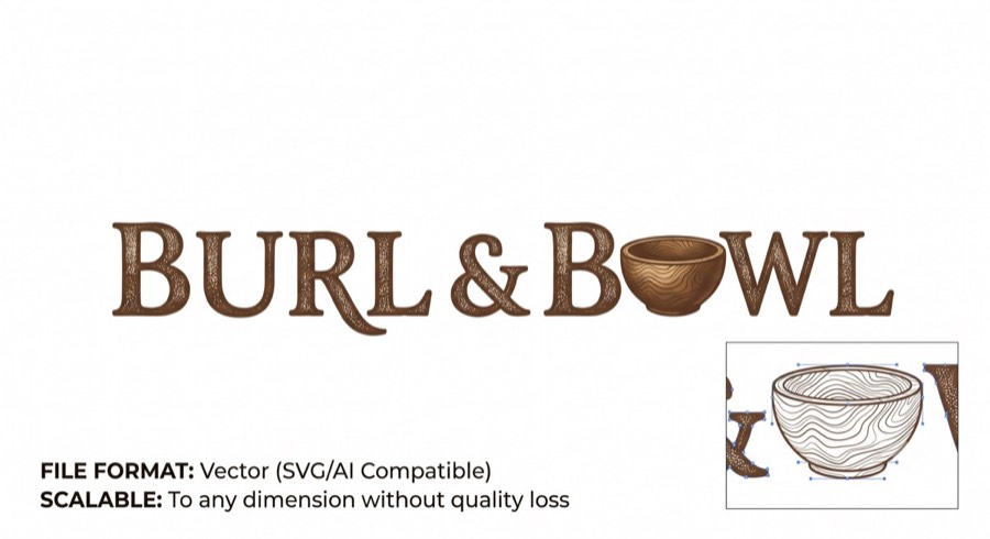 Logo presentation with bowl mark detail